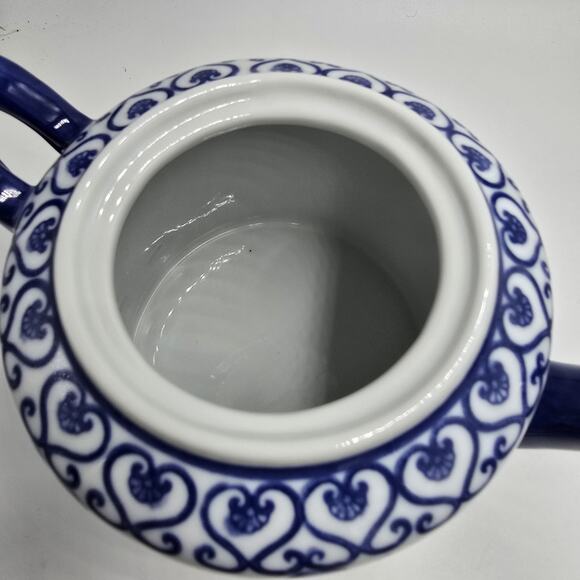 Vtg Blue White Porcelain Teapot Bombay Co Chinoiserie China Ceramic Porcelain - Picture 7 of 12